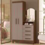 Cômoda New Capri 2 Portas e 4 Gavetas Nogueira/Capuccino com Espelho - Móveis Albatroz