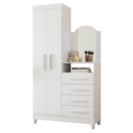 Cômoda New Capri 2 Portas e 4 Gavetas Quadriflex Branco com Espelho - Móveis Albatroz