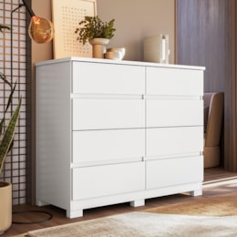 Cômoda Roma 8 Gavetas Branco com Pés - Santos Andirá