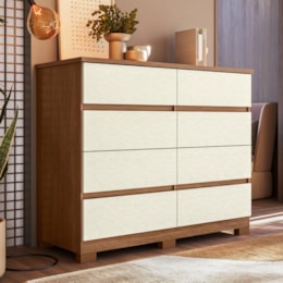 Cômoda Roma 8 Gavetas Jatobá/Areia com Pés - Santos Andirá