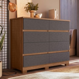 Cômoda Roma 8 Gavetas Jatobá/Grafite com Pés - Santos Andirá