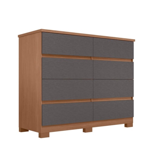 Cômoda Roma 8 Gavetas Jatobá/Grafite com Pés - Santos Andirá