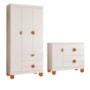 Cômoda Sapateira 1 Porta e 4 Gavetas e Guarda Roupa 3 Portas e 3 Gavetas Apolo Branco Fosco - Reller Móveis