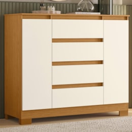 Cômoda Sapateira Atena 2 Portas e 4 Gavetas Cinamomo/Off White - Móveis Albatroz