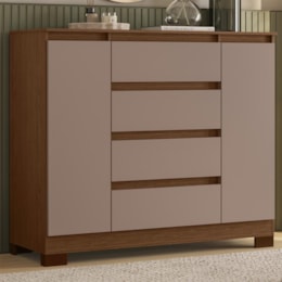 Cômoda Sapateira Atena 2 Portas e 4 Gavetas Nogueira/Capuccino - Móveis Albatroz