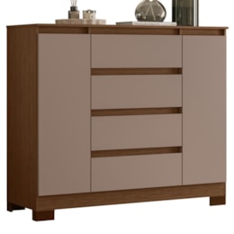 Cômoda Sapateira Atena 2 Portas e 4 Gavetas Nogueira/Capuccino - Móveis Albatroz