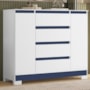 Cômoda Sapateira Atena 2 Portas e 4 Gavetas Quadriflex Branco/Azul - Móveis Albatroz
