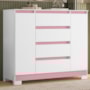 Cômoda Sapateira Atena 2 Portas e 4 Gavetas Quadriflex Branco/Rosa - Móveis Albatroz