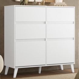 Cômoda Sapateira Dora 2 Portas e 4 Gavetas Branco - Móveis Albatroz