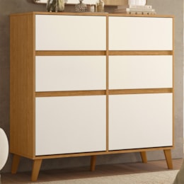 Cômoda Sapateira Dora 2 Portas e 4 Gavetas Cinamomo/Off White - Móveis Albatroz