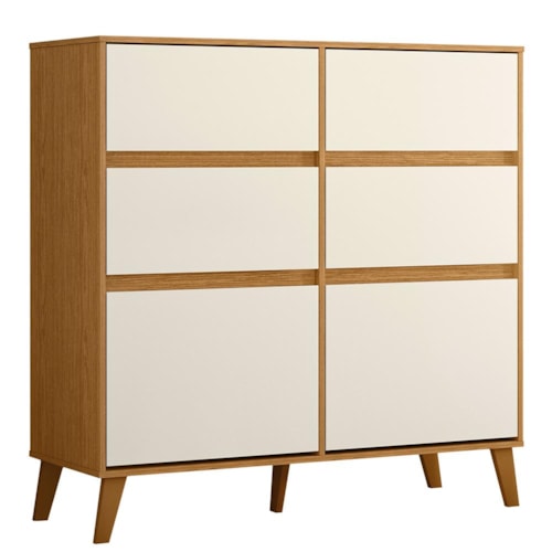 Cômoda Sapateira Dora 2 Portas e 4 Gavetas Cinamomo/Off White - Móveis Albatroz