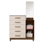 Cômoda Sapateira Lisboa 5 Gavetas com Espelho Castanho Wood/Off White - Moval 