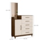 Cômoda Sapateira Lisboa 5 Gavetas com Espelho Castanho Wood/Off White - Moval 