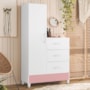Cômoda Sapateira Mobi 1 Porta e 3 Gavetas Flex Branco/Rosa - Móveis Albatroz