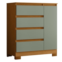 Cômoda Sapateira Olímpia 1 Porta e 4 Gavetas Cinamomo/Sálvia - Móveis Albatroz