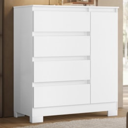 Cômoda Sapateira Olímpia 1 Porta e 4 Gavetas Quadriflex Branco - Móveis Albatroz