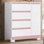 Cômoda Sapateira Olímpia 1 Porta e 4 Gavetas Quadriflex Branco/Rosa - Móveis Albatroz