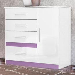 Cômoda Sapateira Vênus 1 Porta e 4 Gavetas Flex Branco/Lilás - Moval
