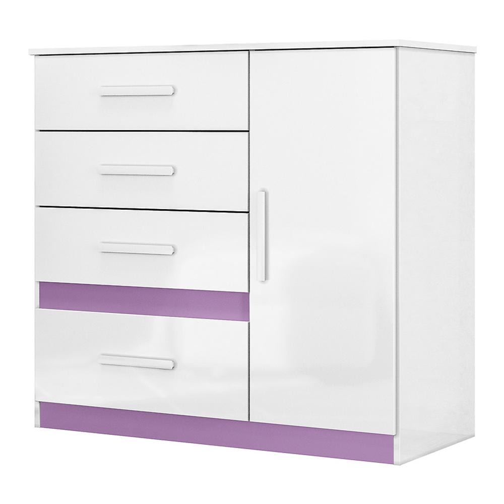 Cômoda Sapateira Vênus 1 Porta e 4 Gavetas Flex Branco/Lilás