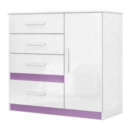 Cômoda Sapateira Vênus 1 Porta e 4 Gavetas Flex Branco/Lilás - Moval