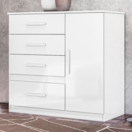 Cômoda Sapateira Vênus 1 Porta e 4 Gavetas Flex Branco - Moval