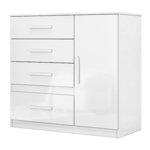 Cômoda Sapateira Vênus 1 Porta e 4 Gavetas Flex Branco - Moval