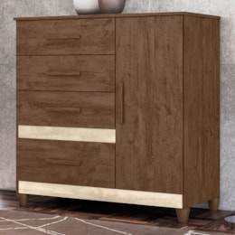 Cômoda Sapateira Vênus 1 Porta e 4 Gavetas Flex Castanho Wood/Avelã Wood com Pés - Moval Cômoda Sapateira Vênus 1 Porta e 4 Gavetas Flex Castanho Wood/Avelã Wood com Pés - Moval