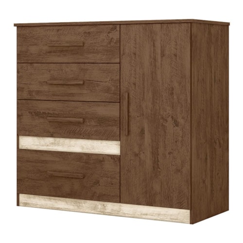 Cômoda Sapateira Vênus 1 Porta e 4 Gavetas Flex Castanho Wood/Avelã Wood - Moval