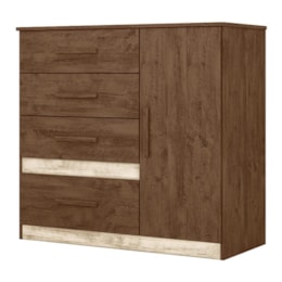 Cômoda Sapateira Vênus 1 Porta e 4 Gavetas Flex Castanho Wood/Avelã Wood - Moval Cômoda Sapateira Vênus 1 Porta e 4 Gavetas Flex Castanho Wood/Avelã Wood - Moval