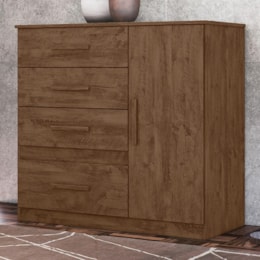 Cômoda Sapateira Vênus 1 Porta e 4 Gavetas Flex Castanho Wood - Moval Cômoda Sapateira Vênus 1 Porta e 4 Gavetas Flex Castanho Wood - Moval