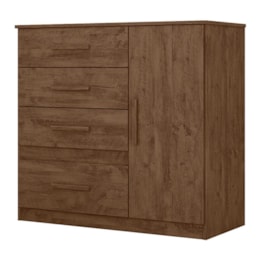 Cômoda Sapateira Vênus 1 Porta e 4 Gavetas Flex Castanho Wood - Moval Cômoda Sapateira Vênus 1 Porta e 4 Gavetas Flex Castanho Wood - Moval