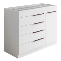 Cômoda Sevilha 1 Porta e 5 Gavetas com Porta Joias Branco – Aramóveis
