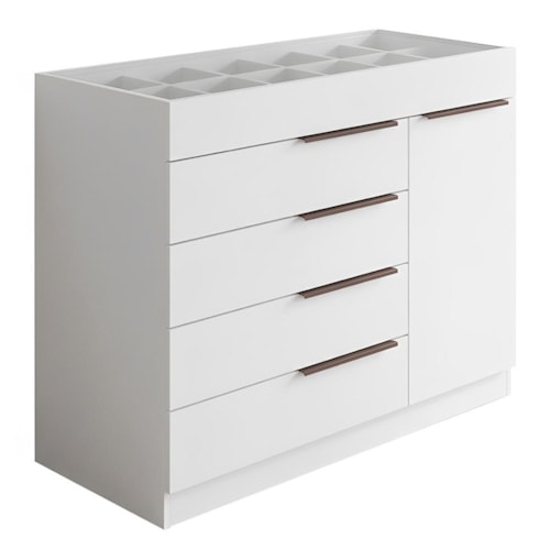 Cômoda Sevilha 1 Porta e 5 Gavetas com Porta Joias Branco – Aramóveis