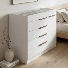 Cômoda Sevilha 1 Porta e 5 Gavetas com Porta Joias Branco – Aramóveis