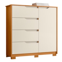 Cômoda Sole 1 Porta e 4 Gavetas Flex Off White/Cinamomo - Móveis Albatroz Cômoda Sole 1 Porta e 4 Gavetas Flex Off White/Cinamomo - Móveis Albatroz