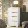 Cômoda Sole 4 Gavetas Branco/Freijó - Móveis Albatroz