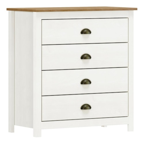 Cômoda Topázio 4 Gavetas Branco/Freijó - Finestra Móveis