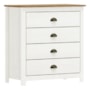 Cômoda Topázio 4 Gavetas Branco/Freijó - Finestra Móveis