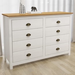 Cômoda Topázio 8 Gavetas Branco/Freijó - Finestra Móveis