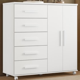 Cômoda Toronto 2 Portas e 5 Gavetas Branco - Móveis Albatroz