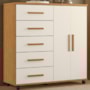 Cômoda Toronto 2 Portas e 5 Gavetas Cinamomo/Off White - Móveis Albatroz