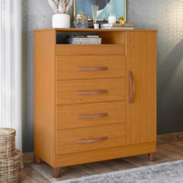 Cômoda Turquesa 1 Porta e 4 Gavetas Cinamomo - Móveis Albatroz Cômoda Turquesa 1 Porta e 4 Gavetas Cinamomo - Móveis Albatroz