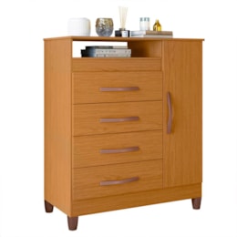 Cômoda Turquesa 1 Porta e 4 Gavetas Cinamomo - Móveis Albatroz Cômoda Turquesa 1 Porta e 4 Gavetas Cinamomo - Móveis Albatroz