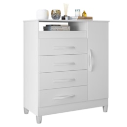 Cômoda Turquesa 1 Porta e 4 Gavetas Quadriflex Branco - Móveis Albatroz Cômoda Turquesa 1 Porta e 4 Gavetas Quadriflex Branco - Móveis Albatroz