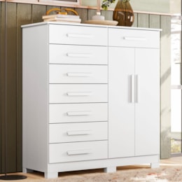 Cômoda Verona 2 Portas e 8 Gavetas Branco - Móveis Albatroz