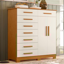 Cômoda Verona 2 Portas e 8 Gavetas Cinamomo/Off White - Móveis Albatroz
