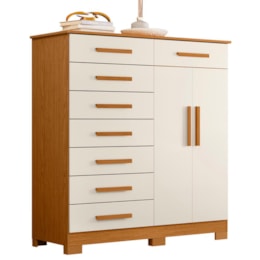 Cômoda Verona 2 Portas e 8 Gavetas Cinamomo/Off White - Móveis Albatroz