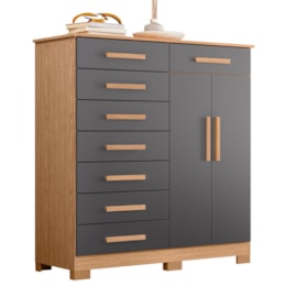 Cômoda Verona 2 Portas e 8 Gavetas Freijó/Titanium - Móveis Albatroz
