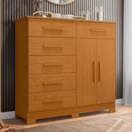 Cômoda Xangai 2 Portas e 6 Gavetas Cinamomo - Móveis Albatroz Cômoda Xangai 2 Portas e 6 Gavetas Cinamomo - Móveis Albatroz