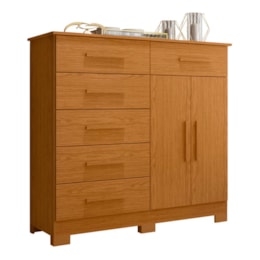 Cômoda Xangai 2 Portas e 6 Gavetas Cinamomo - Móveis Albatroz Cômoda Xangai 2 Portas e 6 Gavetas Cinamomo - Móveis Albatroz